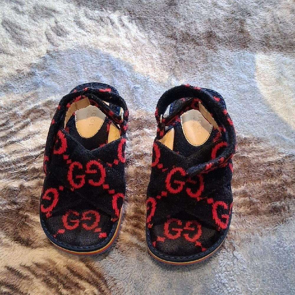 Gucci Kids Black and Red Sandals